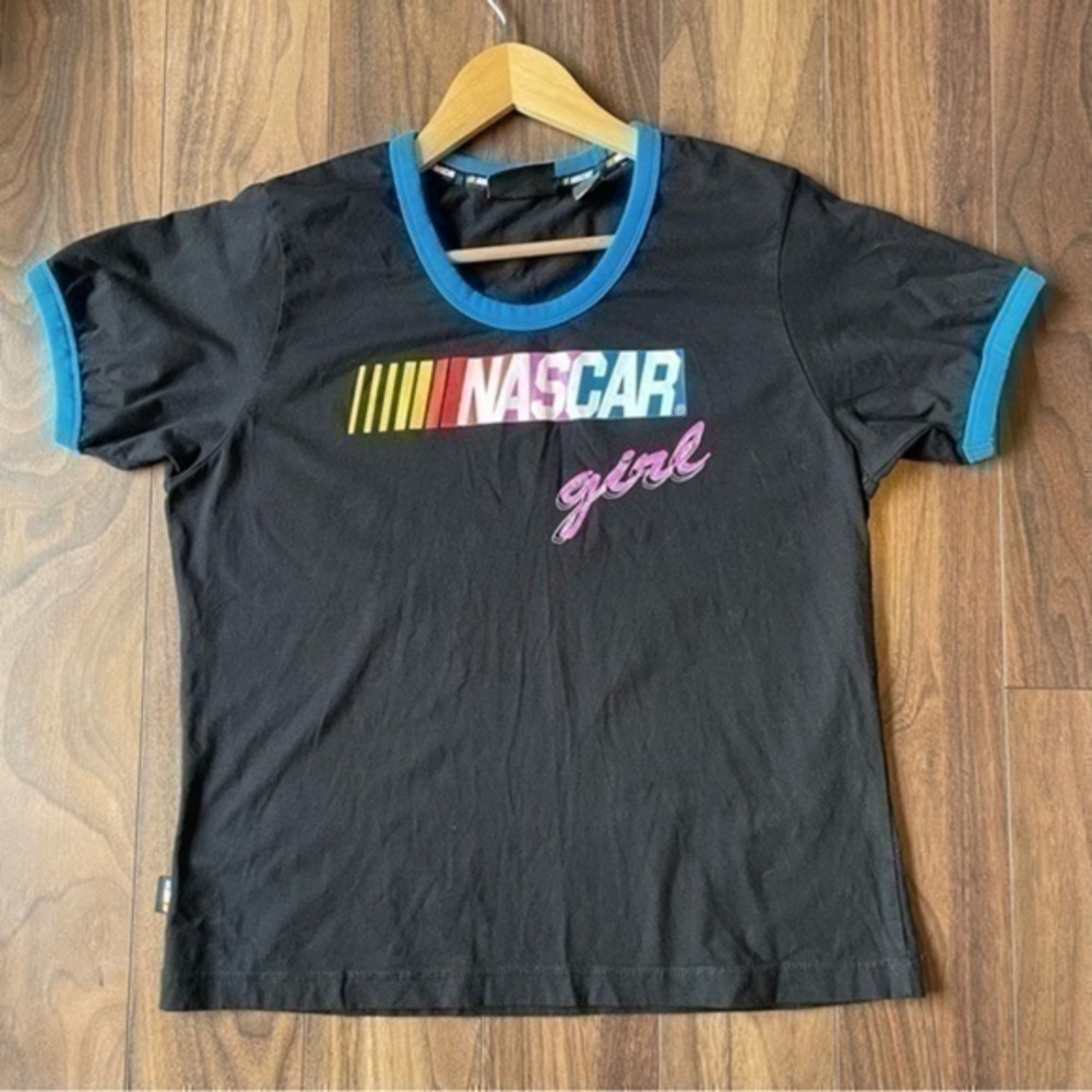 NASCAR Girl Graphic Ringer Tee Black & Blue Size XL (Youth/Girls) Racing  #056